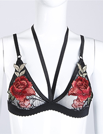 Sexy Black Embroidered Fabric Decorated Bra