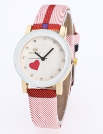 Fashion Red Grid Pattern Decorated Pure Color Watch
