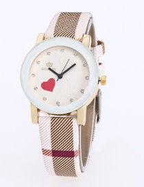 Fashion Khaki Grid Pattern Decorated Pure Color Watch