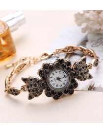 Fashion Black Diamond Decorated Fox Shape Pure Color Watch