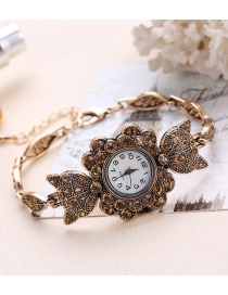 Fashion Gold Color Diamond Decorated Fox Shape Pure Color Watch