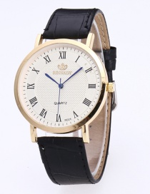 Fashion White+black Digital Pattern Decorated Round Dail Simple Watch