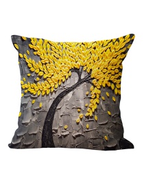 Fashion Gray+yellow Tree Pattern Decorated Simple Pillowcase