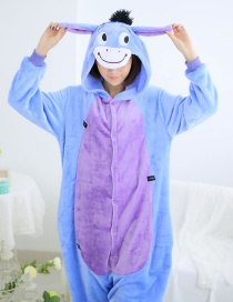 Fashion Blue Donkey Shape Decorated Simple Nightgown