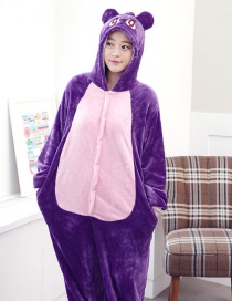 Fashion Purple Cat Shape Decorated Simple Nightgown