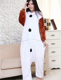 Fashion Brown+white Snowman Shape Decorated Simple Nightgown