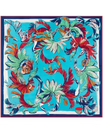 Fashion Blue Birds&trees Pattern Decorated Square Shape Scarf