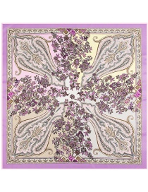 Fashion Light Purple Cashew Nuts&flower Pattern Decorated Simple Scarf