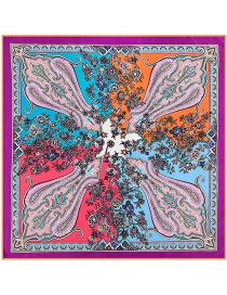 Fashion Dark Purple Cashew Nuts&flower Pattern Decorated Simple Scarf