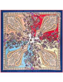 Fashion Navy Cashew Nuts&flower Pattern Decorated Simple Scarf