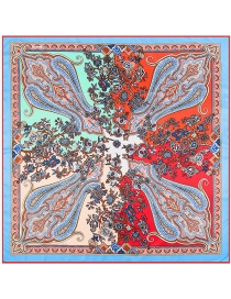 Fashion Blue Cashew Nuts&flower Pattern Decorated Simple Scarf