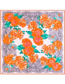 Fashion Orange Flower Pattern Decorated Simple Scarf