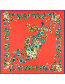 Fashion Red Flower Pattern Decorated Simple Scarf
