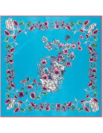Fashion Blue Flower Pattern Decorated Simple Scarf