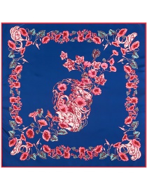 Fashion Navy Flower Pattern Decorated Simple Scarf