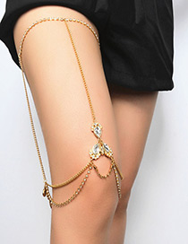Fashion Gold Color Diamond Decorated Simple Anklet (1 Pcs)