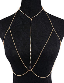 Fashion Gold Color Diamond Decorated Simple Body Chain