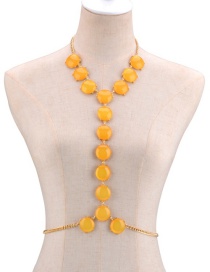 Fashion Yellow Round Shape Decorated Simple Body Chain