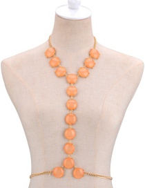 Fashion Orange Round Shape Decorated Simple Body Chain