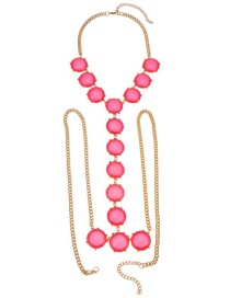 Fashion Pink Round Shape Decorated Simple Body Chain