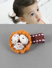 Fashion White+brown Quail Egg Shape Decorated Simple Hair Pin