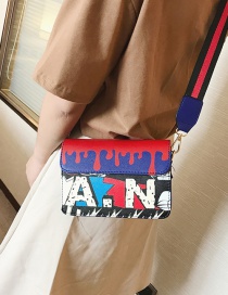 Fashion Blue Graffiti&leter Pattern Decorated Shoulder Bag