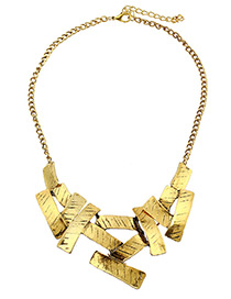 Fashion Gold Color Sqaure Shape Decorated Pure Color Necklace