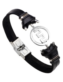 Vintage Black Round Shape Decorated Bracelet