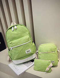 Fashion Dark Green Dot Shape Decorated Backpack (3pcs)