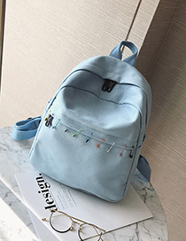 Lovely Blue Pin Shape Decorated Backpack