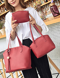 Elegant Red Round Shape Decorated Bags (3pcs)