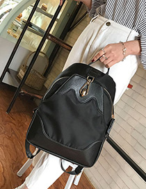 Fashion Black Pure Color Decorated Waterproof Backpack