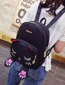 Lovely Black Cat Shape Decorated Backpack