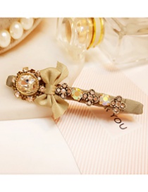 Fashion Light Green Hollow Out Bowknot Shape Decorated Hairpin