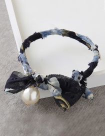 Fashion Navy Pearl Decorated Hair Disk
