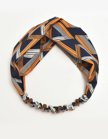 Fashion Navy+orange Color Matching Decorated Hair Band