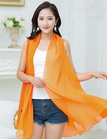 Fashion Orange Pure Color Decorated Sunscreen Shirts