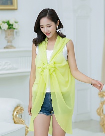 Fashion Yellow Pure Color Decorated Sunscreen Shirts