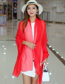 Fashion Red Pure Color Decorated Scarf