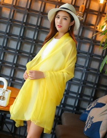 Fashion Yellow Pure Color Decorated Scarf