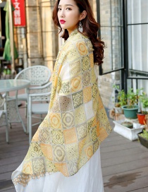 Fashion Yellow Flower Pattern Decorated Scarf