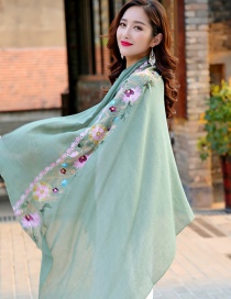 Fashion Green Embroidery Flower Decorated Scarf
