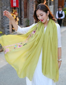 Fashion Yellow Embroidery Flower Decorated Scarf