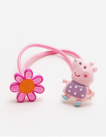 Fashion Plum Red+pink Flower&pig Shape Decorated Hair Band
