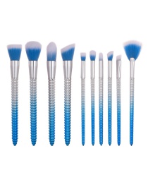 Fashion Blue+silver Color Sector Shape Decorated Makeup Brush (10 Pcs)