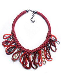 Vintage Red Bead Decorated Earrings