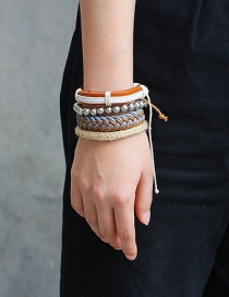 Fashion Khaki+brown Bead Decorated Bracelet