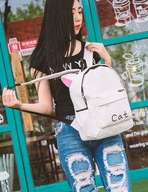 Fashion White Cat Shape Decorated Backpack