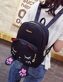 Fashion Black Cat Shape Decorated Backpack