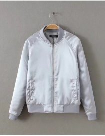 Fashion Silver Color Pure Color Decorated Jacket